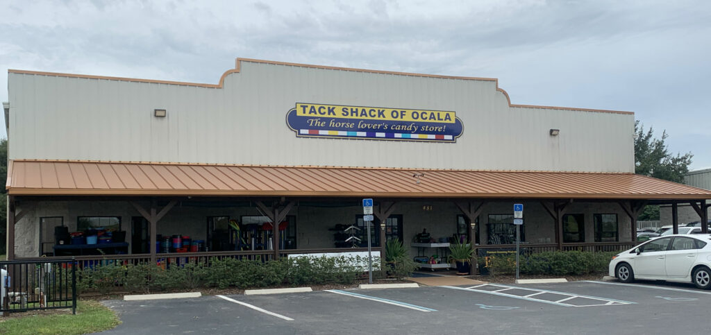 Exterior view of the Tack Shack of Ocala store building